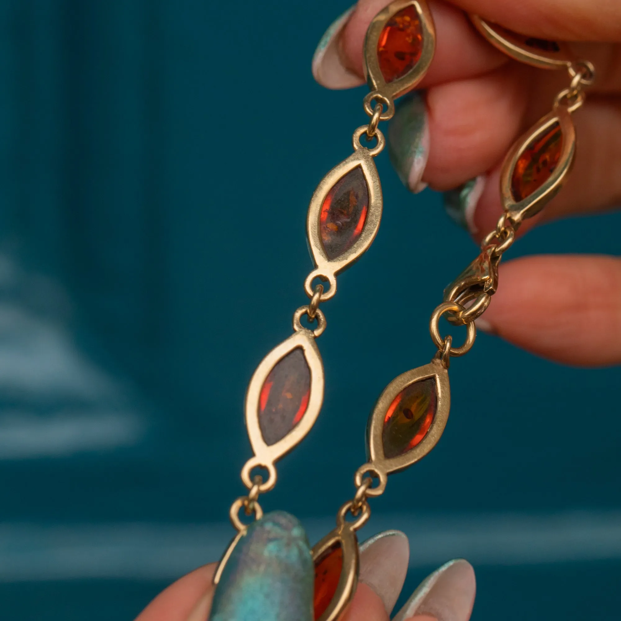 9ct Gold Amber Lozenge Bracelet